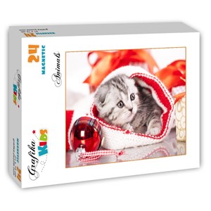 Grafika Kids (01129) - "Christmas Kitten" - 24 pieces puzzle