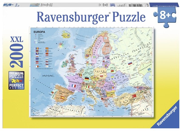 Ravensburger (12837) - "Politische Europakarte" - 200 pieces puzzle