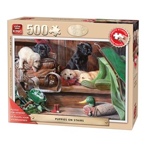 King International (05533) - "Puppies on Stairs" - 500 pieces puzzle