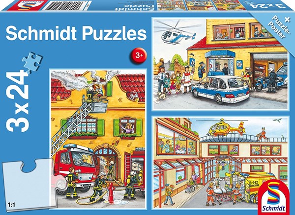 Schmidt Spiele (56215) - "Fire Brigade and Police" - 24 pieces puzzle