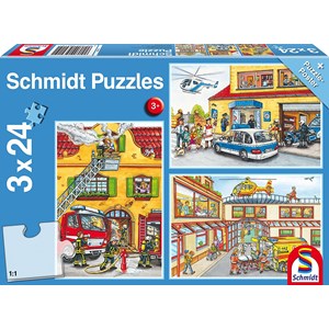 Schmidt Spiele (56215) - "Fire Brigade and Police" - 24 pieces puzzle