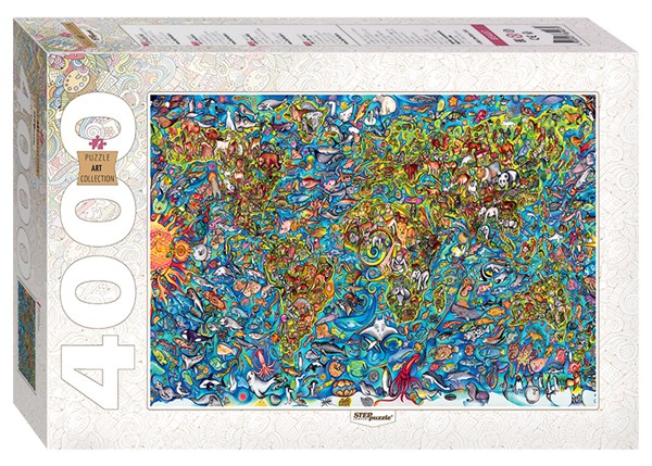 Step Puzzle (85407) - "Map of the World" - 4000 pieces puzzle