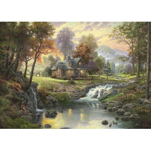 Schmidt Spiele (58445) - Thomas Kinkade: "Mountain Retreat" - 1000 pieces puzzle