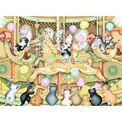 Ravensburger (14696) - Linda Jane Smith: "Crazy Cats on Carousel" - 500 pieces puzzle