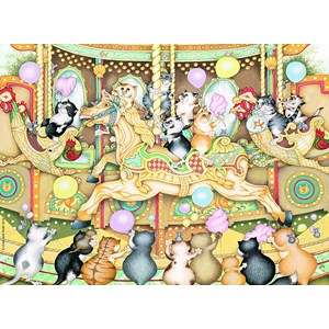 Ravensburger (14696) - Linda Jane Smith: "Crazy Cats on Carousel" - 500 pieces puzzle