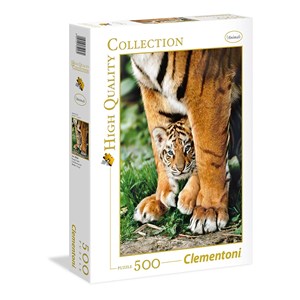 Clementoni (35046) - "Bengal tiger cub between its mother's legs" - 500 pieces puzzle