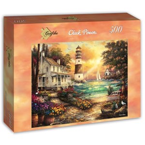 Grafika (T-00709) - Chuck Pinson: "Cottage by the Sea" - 500 pieces puzzle