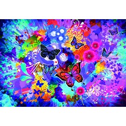 Grafika Kids (02013) - "Colorful Flowers and Butterflies" - 100 pieces puzzle