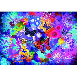 Grafika Kids (02013) - "Colorful Flowers and Butterflies" - 100 pieces puzzle