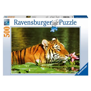 Ravensburger (14245) - "Tiger entre the water lilies" - 500 pieces puzzle