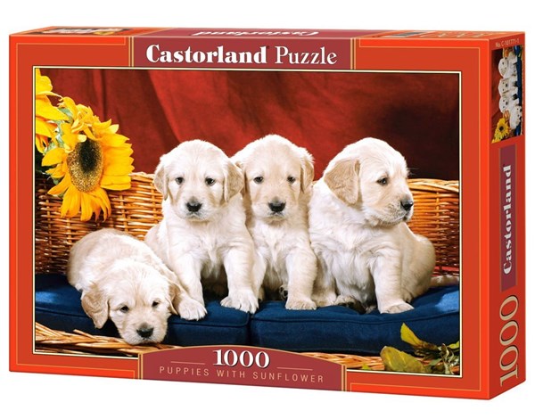 Castorland (C-101771) - "Puppies with Sunflower" - 1000 pieces puzzle
