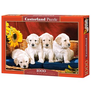 Castorland (C-101771) - "Puppies with Sunflower" - 1000 pieces puzzle