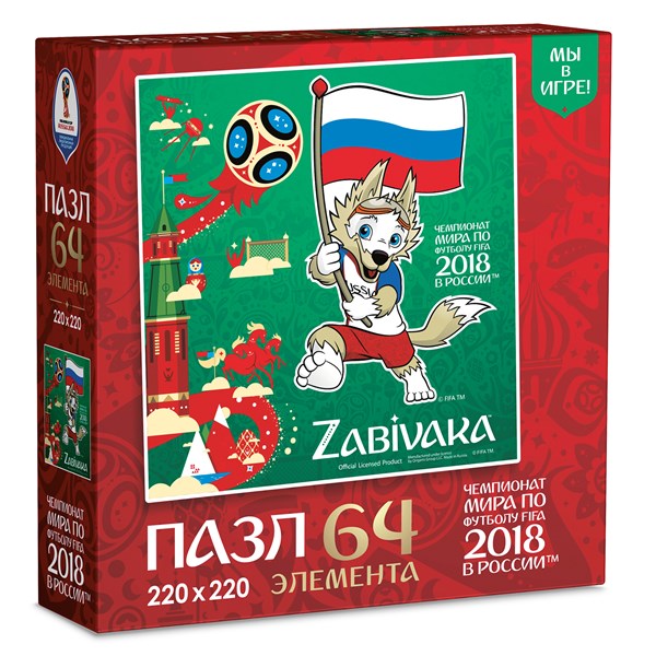 Origami (03790) - "Zabivaka, White Blue Red" - 64 pieces puzzle