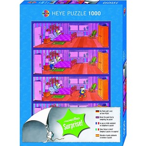 Heye (29172) - Guillermo Mordillo: "Surprise Bedroom" - 1000 pieces puzzle