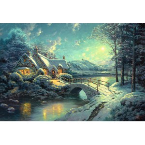 Schmidt Spiele (58453) - Thomas Kinkade: "Christmas Moonlight" - 1000 pieces puzzle