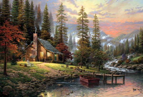 Schmidt Spiele (58455) - Thomas Kinkade: "A Peaceful Retreat" - 500 pieces puzzle