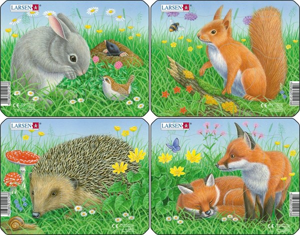 Larsen (Z12) - "Rabbit, Squirrel, Hedgehog, Fox" - 5 pieces puzzle