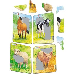 Larsen (V1) - "Animal Drawings. Horse, Cow, Sheep, Pig" - 5 pieces puzzle