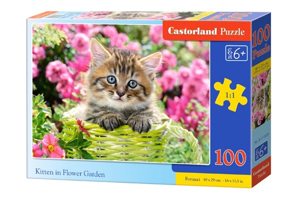 Castorland (B-111039) - "Kitten in Flower Garden" - 100 pieces puzzle