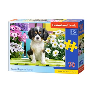 Castorland (B-070053) - "Spaniel Puppy in Flowers" - 70 pieces puzzle