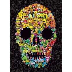 Heye (29850) - Jon Burgerman: "Doodle Skull" - 1000 pieces puzzle