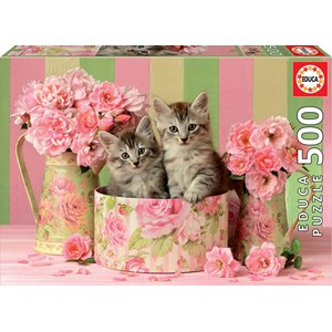 Educa (17960) - "Kittens with roses" - 500 pieces puzzle