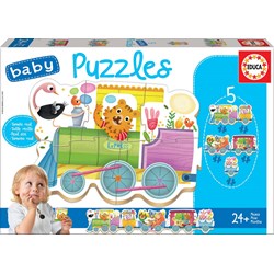 Educa (17142) - "Animals train" - 3 4 5 pieces puzzle