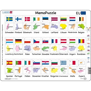 Larsen (GP2-DE) - "MemoPuzzle, Names, flags and capitals of 27 EU member states (in German)" - 54 pieces puzzle