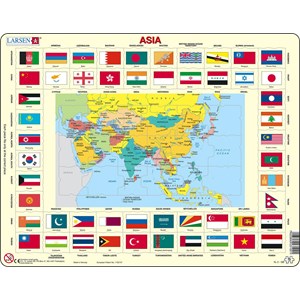 Larsen (KL2-GB) - "Map/Flag, Asia" - 70 pieces puzzle