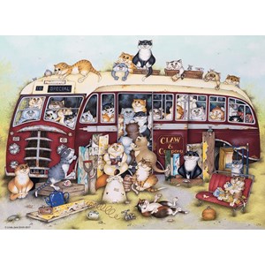 Ravensburger (14750) - Linda Jane Smith: "Crazy Cats Vintage Bus" - 500 pieces puzzle