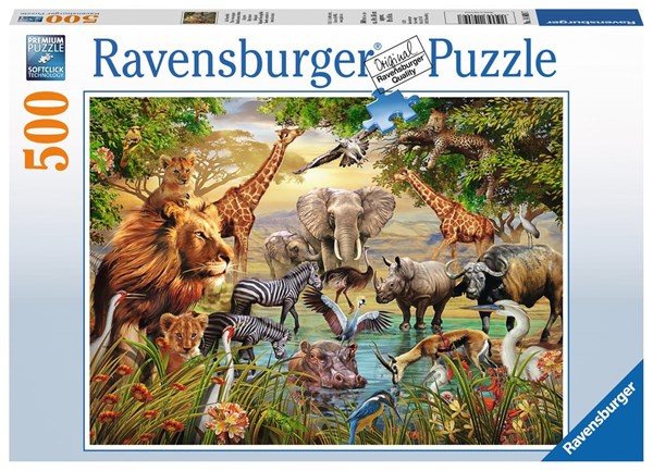 Ravensburger (14809) - "Animals at the Waterhole" - 500 pieces puzzle