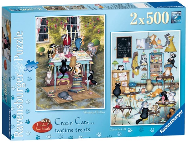 Ravensburger (14075) - Linda Jane Smith: "Crazy Cats Tea Time Treats" - 500 pieces puzzle