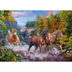 Ravensburger (10403) - "Rushing River Horses" - 100 pieces puzzle