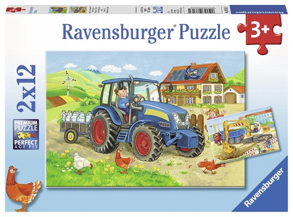 Ravensburger (07616) - "Construction Site and Farm" - 12 pieces puzzle