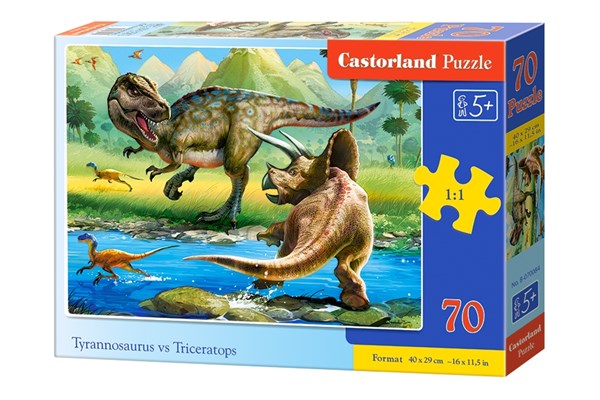 Castorland (B-070084) - "Tyrannosaurus vs Triceratops" - 70 pieces puzzle