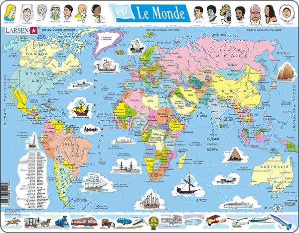 Larsen (K1-FR) - "The World Political (in French)" - 107 pieces puzzle