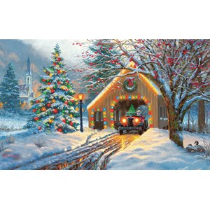 SunsOut (53015) - "Covered Bridge at Christmas" - 300 pieces puzzle