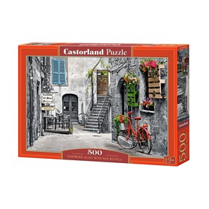 Castorland (B-53339) - "Charming Alley with Red Bicycle" - 500 pieces puzzle