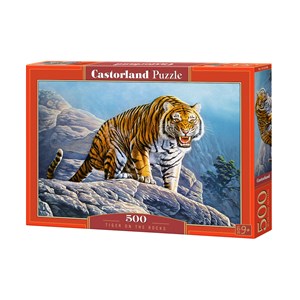Castorland (B-53346) - "Tiger on the Rocks" - 500 pieces puzzle