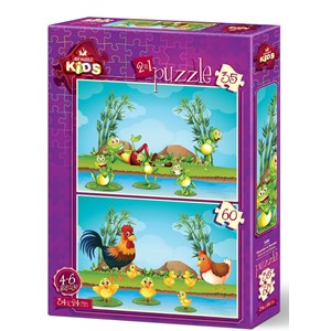 Art Puzzle (4496) - "Animals and Babies" - 35 60 pieces puzzle
