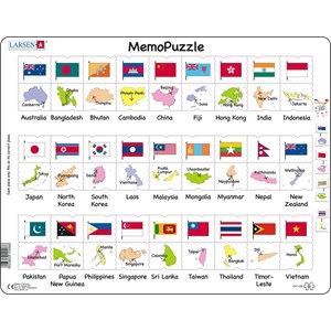 Larsen (GP7-GB) - "Names, Flags and Capitals of 27 Countries in Asia and the Pacific" - 54 pieces puzzle