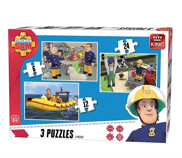 King International (05587) - "Fireman Sam" - 6 12 24 pieces puzzle