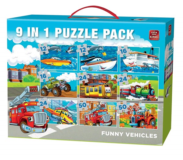 King International (05521) - "Funny Vehicles" - 12 16 24 50 pieces puzzle
