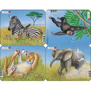 Larsen (M9) - "Lion, Elephant, Ape, Zebra" - 9 pieces puzzle