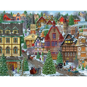 SunsOut (38937) - "Winter Village Square" - 300 pieces puzzle