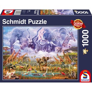 Schmidt Spiele (58356) - "Animals at the Waterhole" - 1000 pieces puzzle