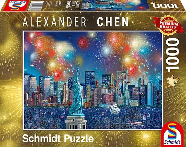 Schmidt Spiele (59649) - Alexander Chen: "Statue of Liberty with Fireworks" - 1000 pieces puzzle