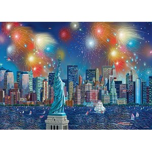 Schmidt Spiele (59649) - Alexander Chen: "Statue of Liberty with Fireworks" - 1000 pieces puzzle
