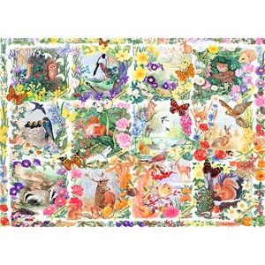 Falcon (11190) - "Country Calendar" - 1000 pieces puzzle