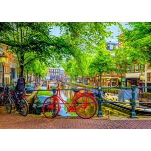 Bluebird Puzzle (70211) - "Red Bike in Amsterdam" - 1000 pieces puzzle